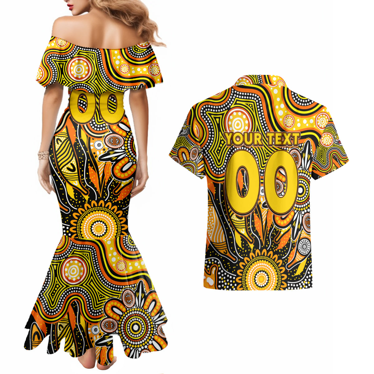Zeno Zoldyck Theme White and Purple Dragon Aura Design Couples Matching Mermaid Dress and Hawaiian Shirt with Dark Energy Card Artwork TS04 main image 1