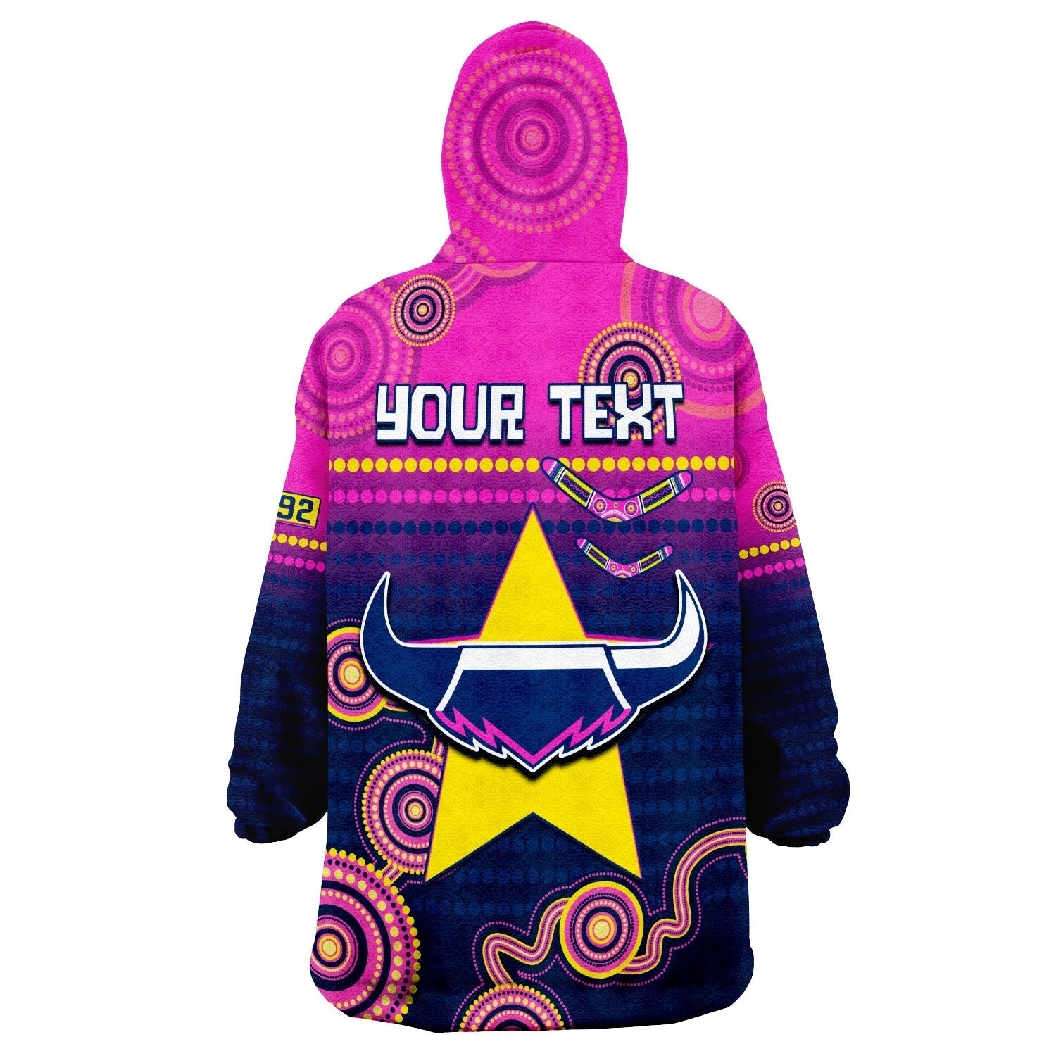 (Custom Personalised) Cowboys Rugby Aboriginal Go Premiers North Queensland Wearable Blanket Hoodie - Vibe Hoodie Shop