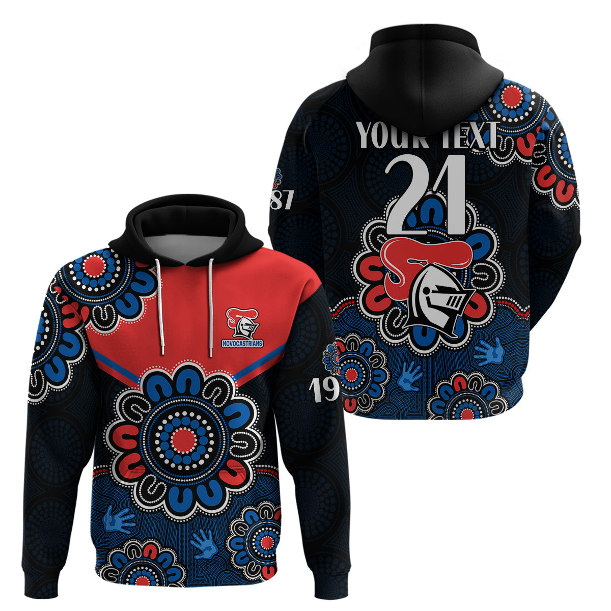 (Custom Personalised) NRL Newcastle Knights Rugby Novocastrians 1987 Aboriginal Hoodie LT9 - Vibe Hoodie Shop