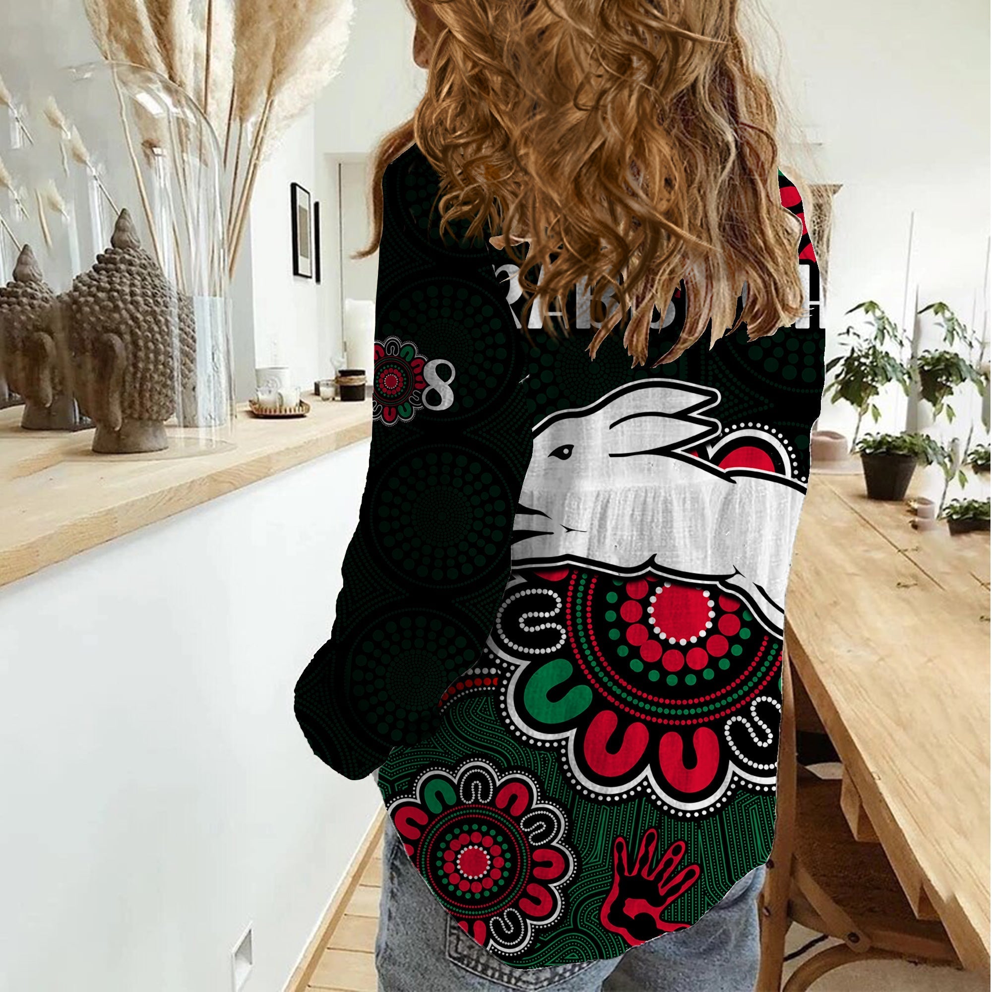 NRL Rabbitohs Rugby Women Casual Shirt The Bunnies 1908 Aboriginal - Vibe Hoodie Shop