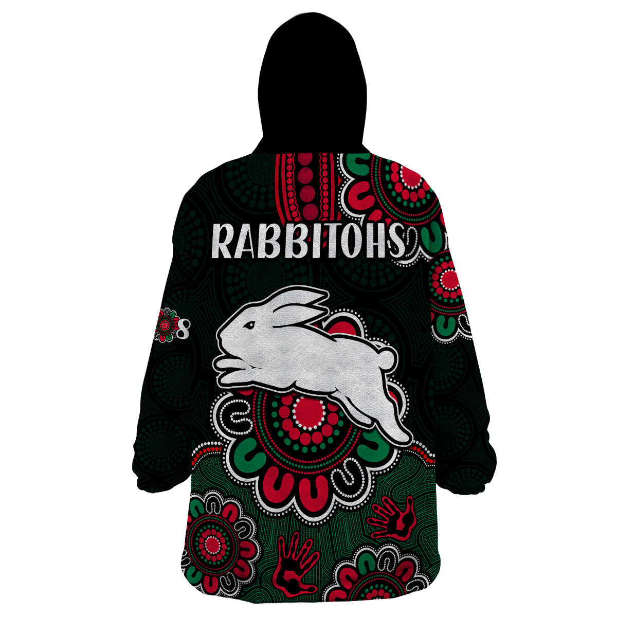 NRL Rabbitohs Rugby Wearable Blanket Hoodie The Bunnies 1908 Aboriginal - Vibe Hoodie Shop