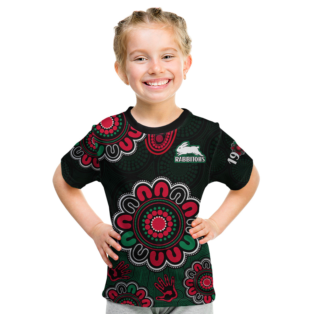 NRL Rabbitohs Rugby Kid T Shirt The Bunnies 1908 Aboriginal - Vibe Hoodie Shop