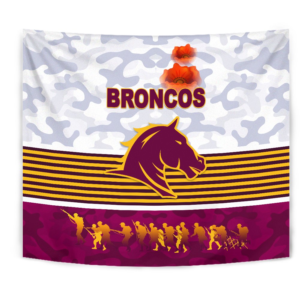 Brisbane Broncos Tapestry ANZAC Day Simple Style - White - Vibe Hoodie Shop