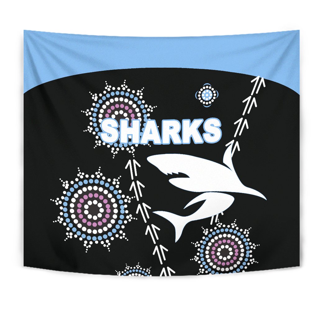 Cronulla Tapestry Sharks Simple Indigenous - Black - Vibe Hoodie Shop