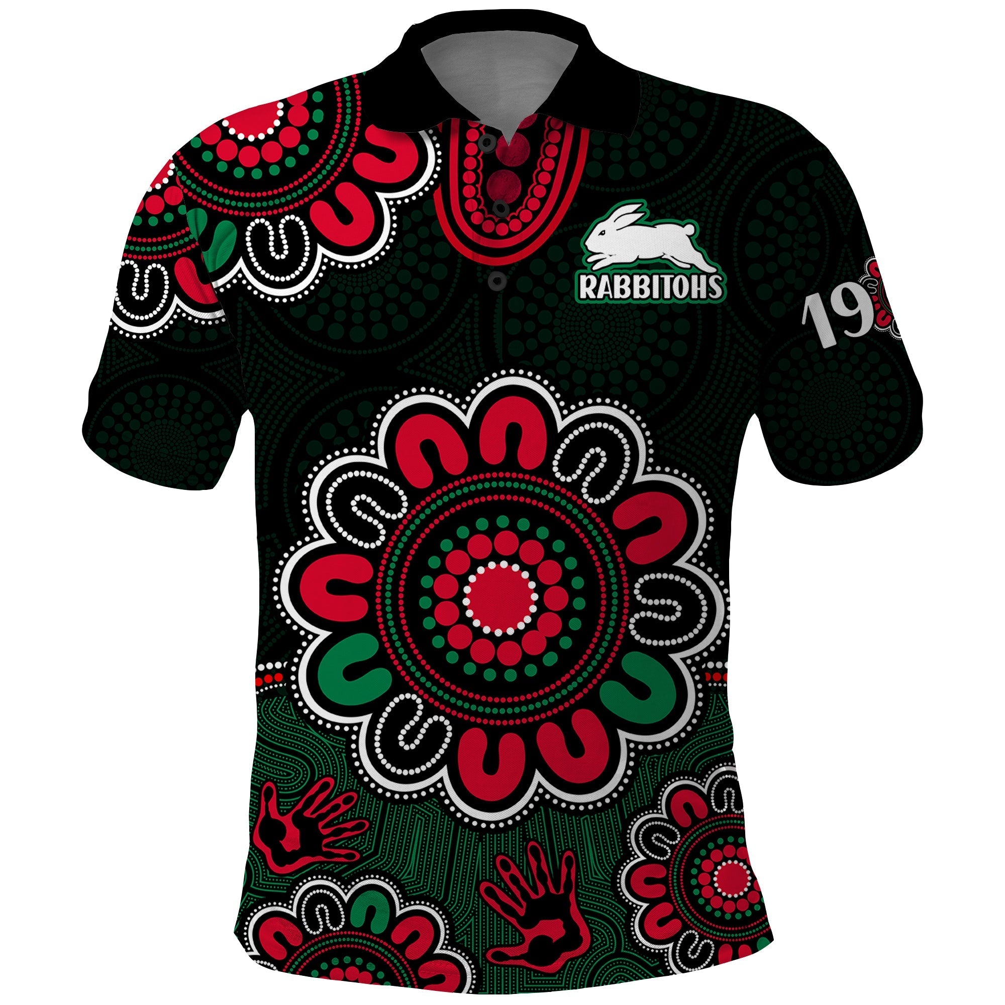 NRL Rabbitohs Rugby Polo Shirt The Bunnies 1908 Aboriginal LT9 - Vibe Hoodie Shop