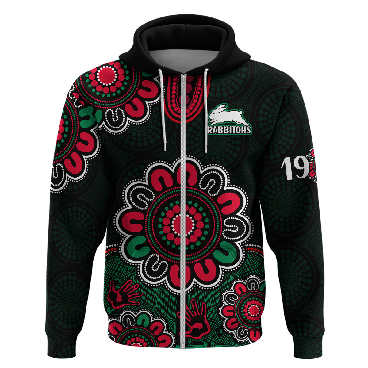 NRL Rabbitohs Rugby Hoodie The Bunnies 1908 Aboriginal LT9 - Vibe Hoodie Shop