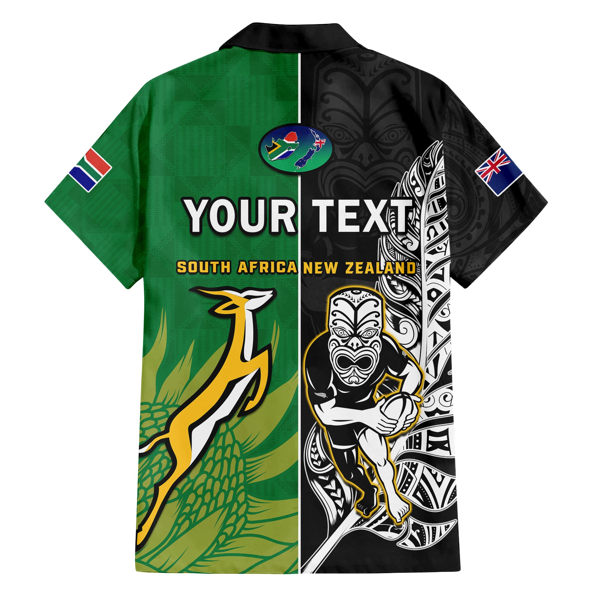 (Custom Personalised) New Zealand And South Africa Rugby Hawaiian Shirt All Black Maori Mix Springboks - Vibe Hoodie Shop