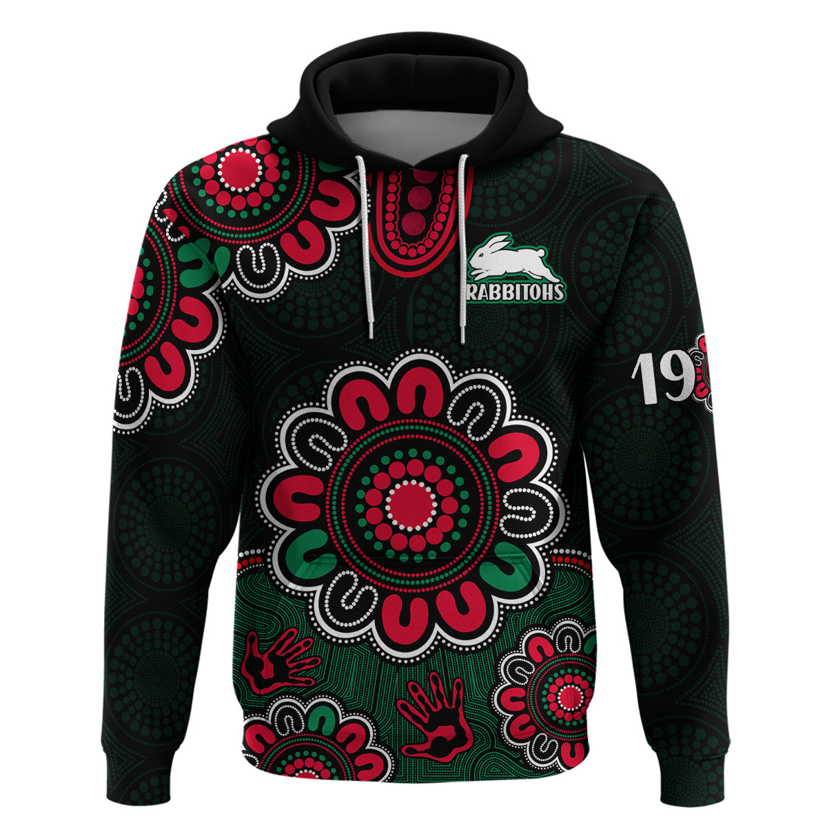 NRL Rabbitohs Rugby Hoodie The Bunnies 1908 Aboriginal LT9 - Vibe Hoodie Shop