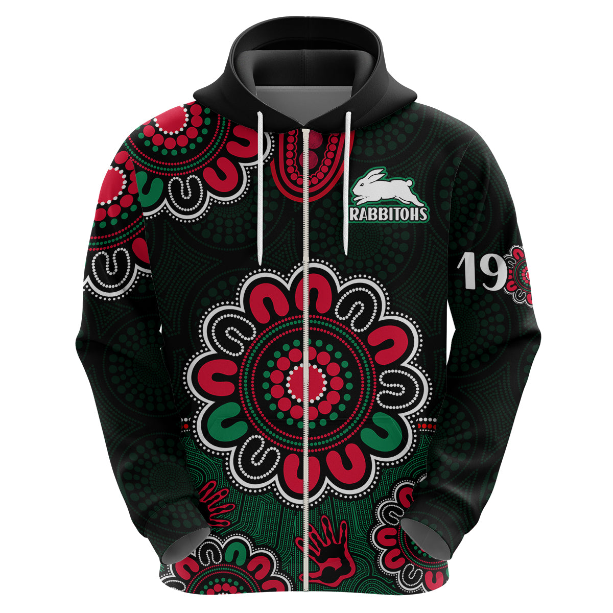 NRL Rabbitohs Rugby Hoodie The Bunnies 1908 Aboriginal LT9 - Vibe Hoodie Shop