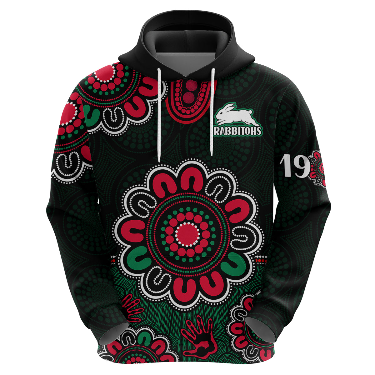 NRL Rabbitohs Rugby Hoodie The Bunnies 1908 Aboriginal LT9 - Vibe Hoodie Shop