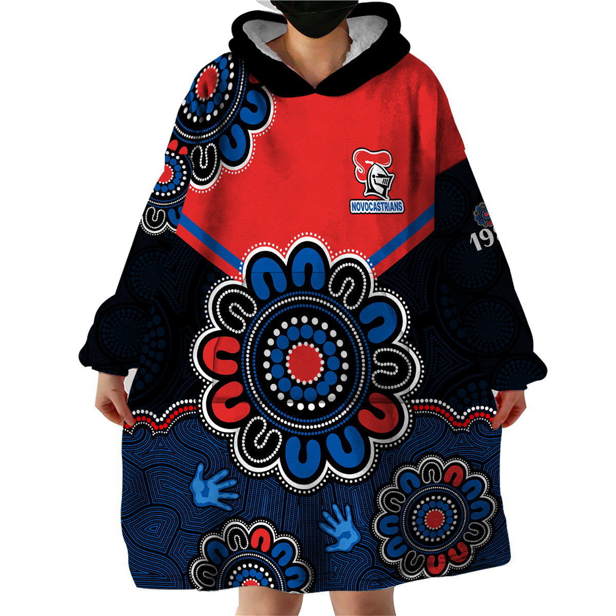 NRL Newcastle Knights Rugby Novocastrians 1987 Aboriginal Wearable Blanket Hoodie - Vibe Hoodie Shop