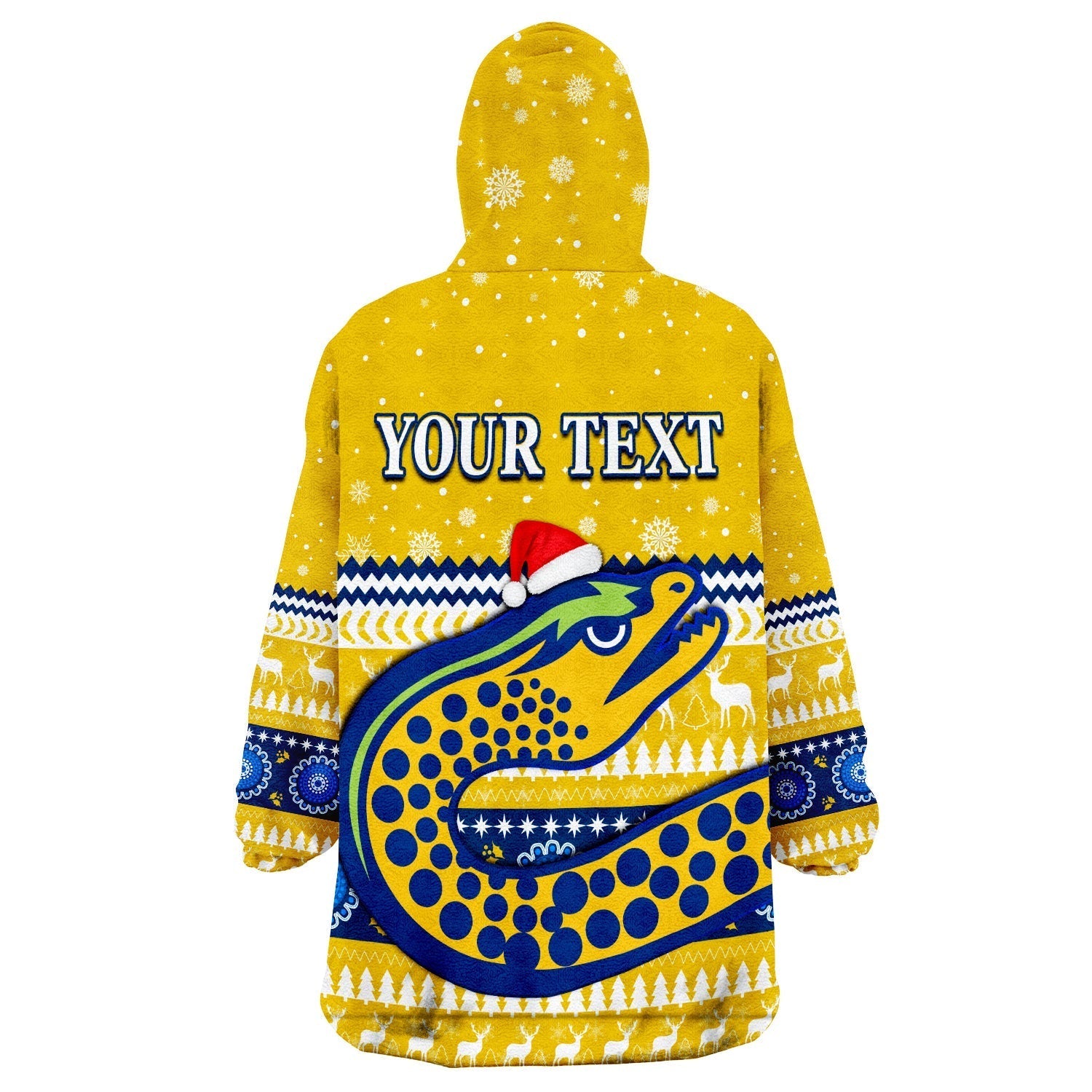 (Custom Personalised) Eels Rugby Wearable Blanket Hoodie Christmas Parramatta Gold - Vibe Hoodie Shop