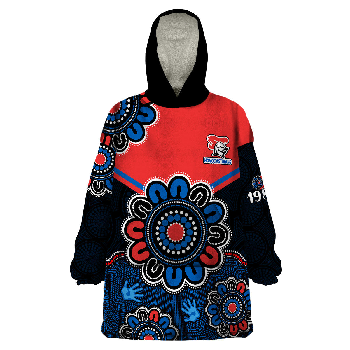 NRL Newcastle Knights Rugby Novocastrians 1987 Aboriginal Wearable Blanket Hoodie - Vibe Hoodie Shop