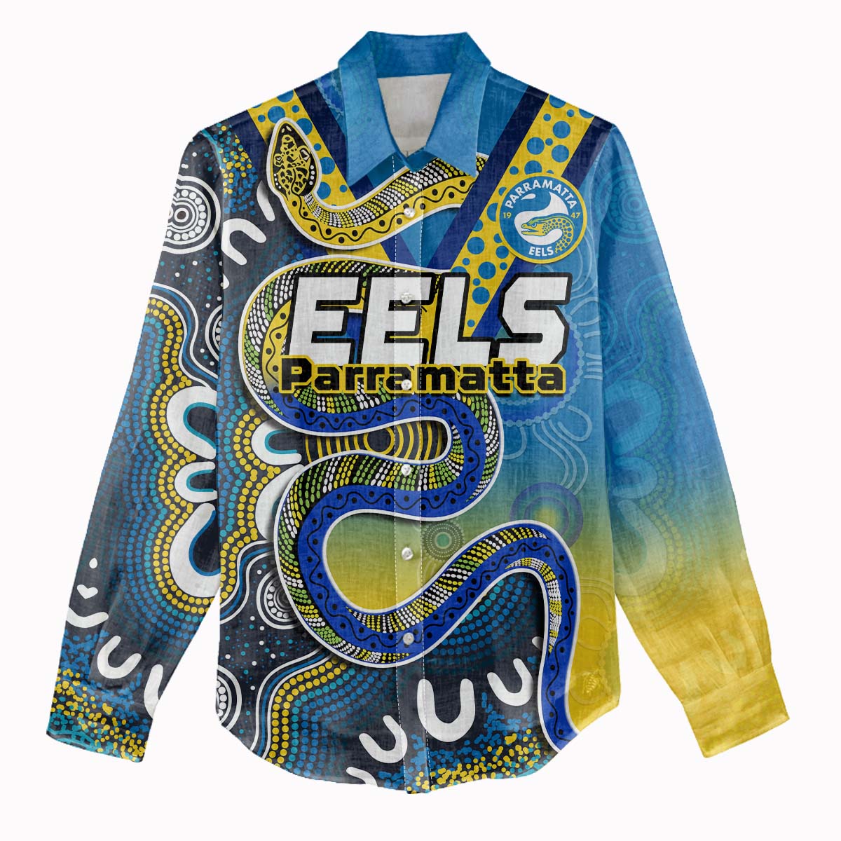 (Custom Personalised) Eels Rugby Women Casual Shirt Aboriginal Art Sporty Style - Vibe Hoodie Shop