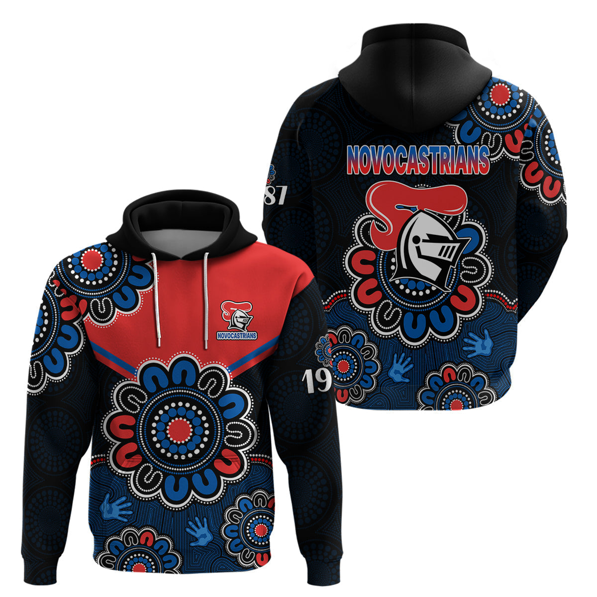 NRL Newcastle Knights Rugby Novocastrians 1987 Aboriginal Hoodie LT9 - Vibe Hoodie Shop