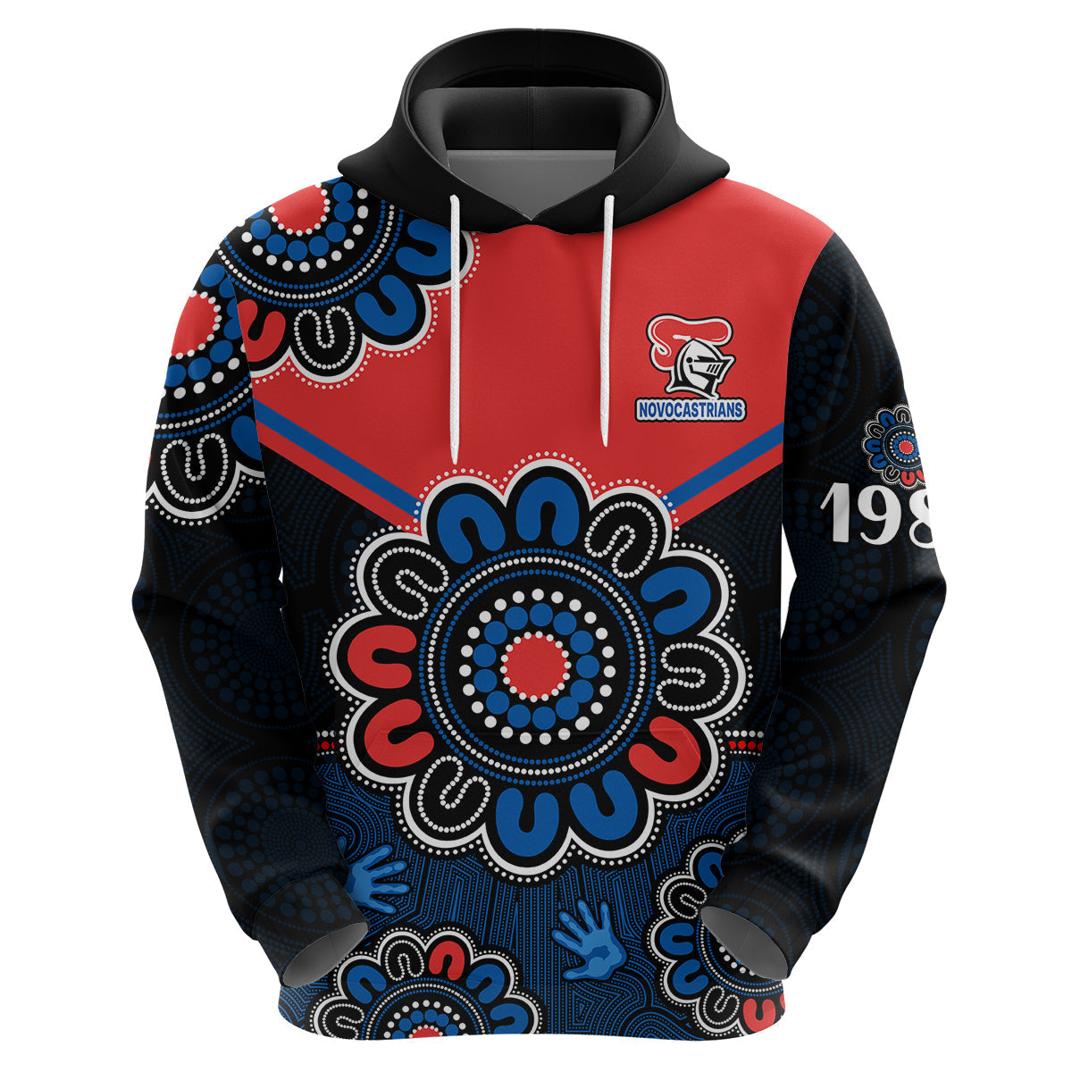 NRL Newcastle Knights Rugby Novocastrians 1987 Aboriginal Hoodie LT9 - Vibe Hoodie Shop