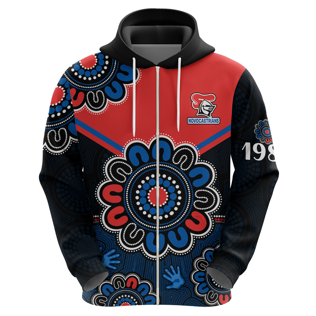 NRL Newcastle Knights Rugby Novocastrians 1987 Aboriginal Hoodie LT9 - Vibe Hoodie Shop