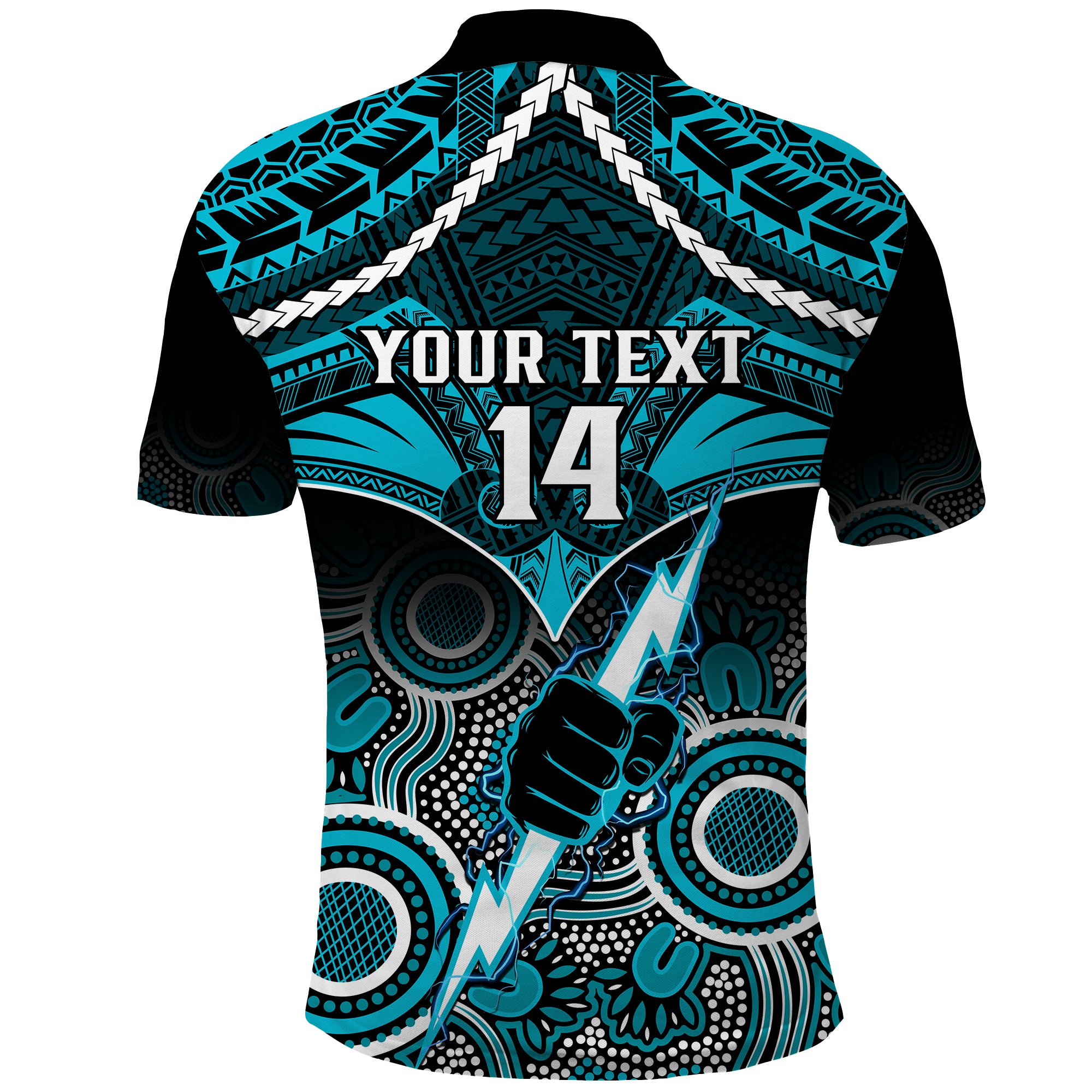 Personalised Port Adelaide Football Polo Shirt Power Aboriginal Mix Polynesian Pattern - Vibe Hoodie Shop