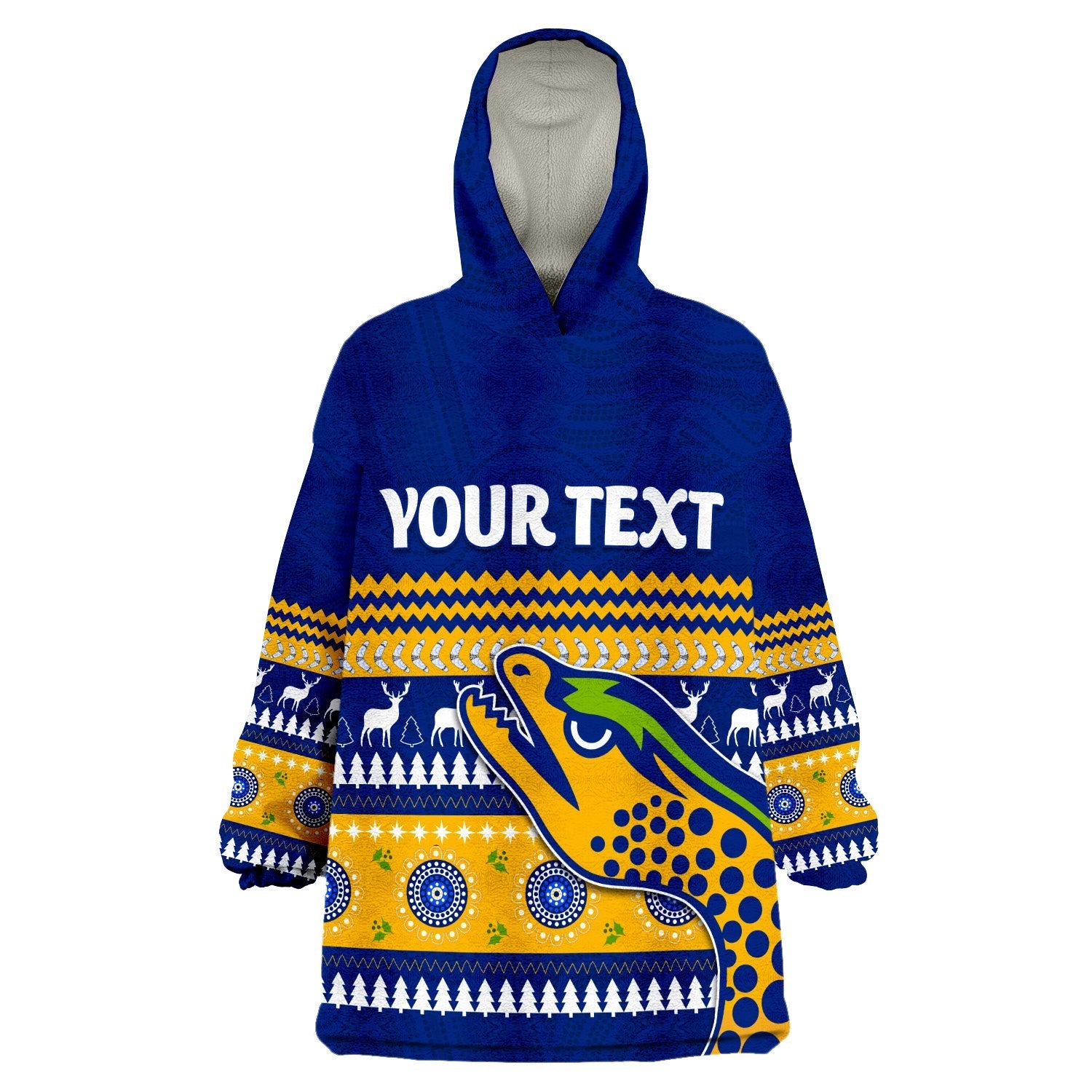 (Custom Personalised) Eels Indigenous Parramatta Christmas Wearable Blanket Hoodie - Vibe Hoodie Shop