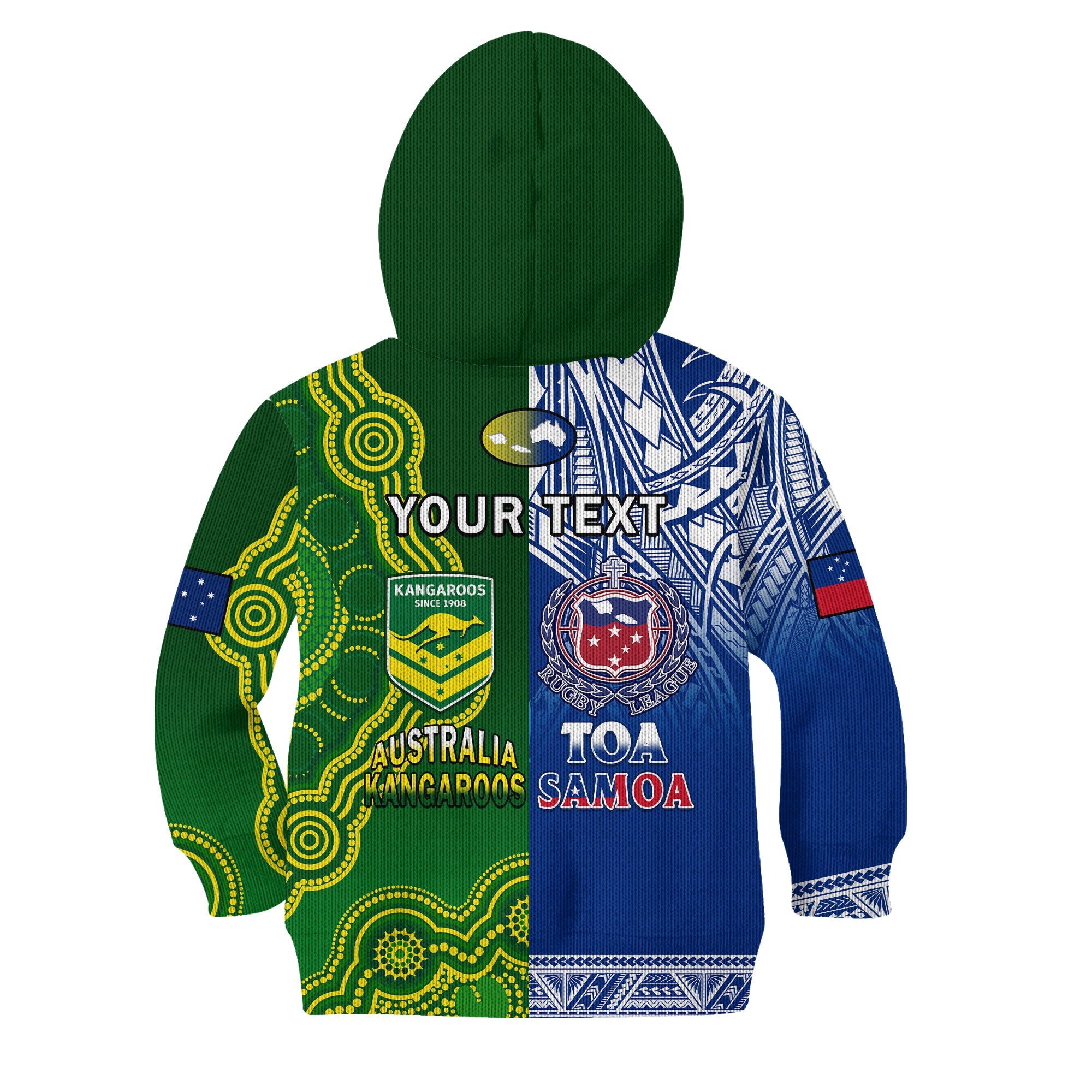 (Custom Personalised) Samoa Rugby and Australia Rugby Hoodie KID Toa Samoa Mix Kangaroos Pacific - Vibe Hoodie Shop