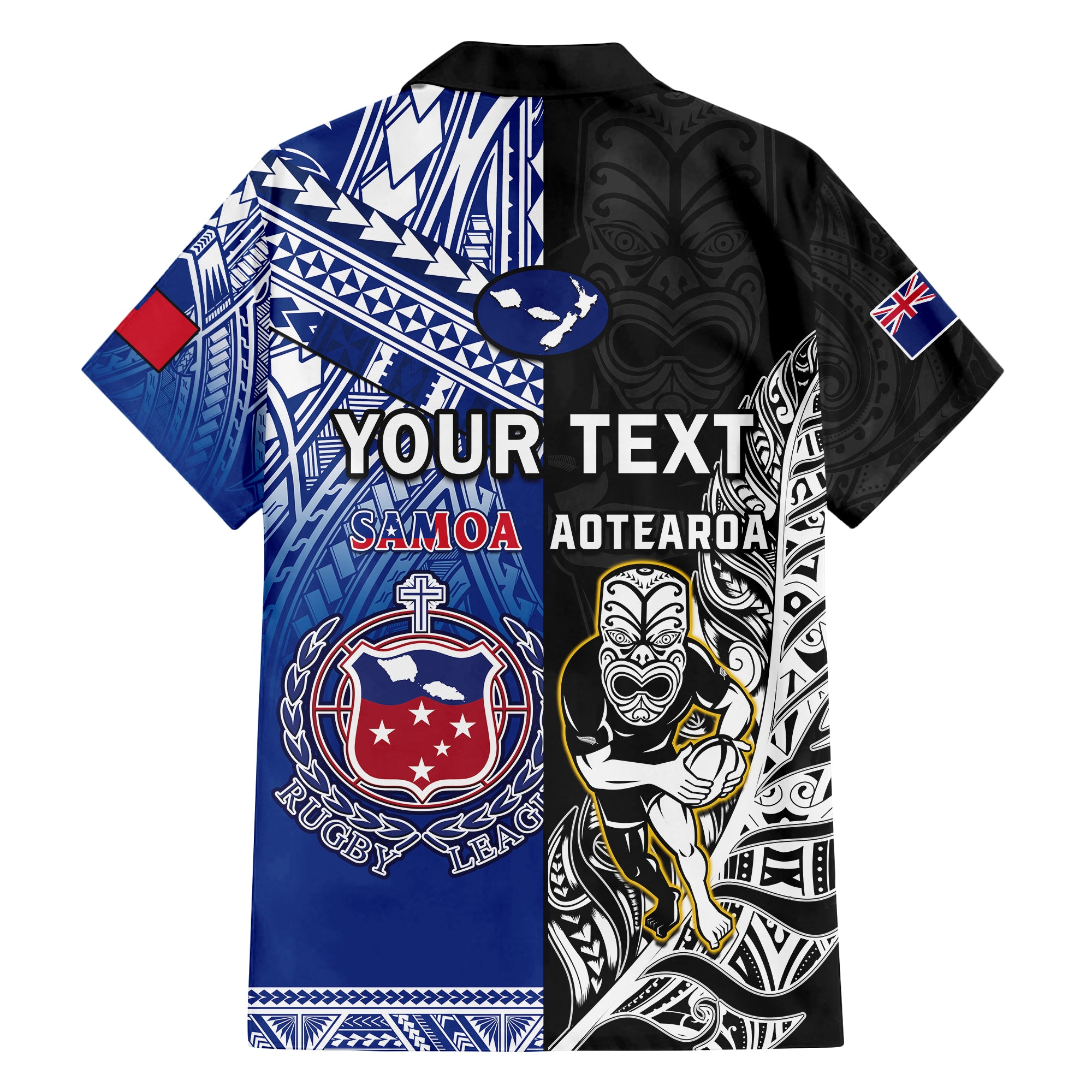 (Custom Personalised) All Black And Toa Samoa Rugby Hawaiian Shirt NZ Maori Fern Mix Polynesian - Vibe Hoodie Shop