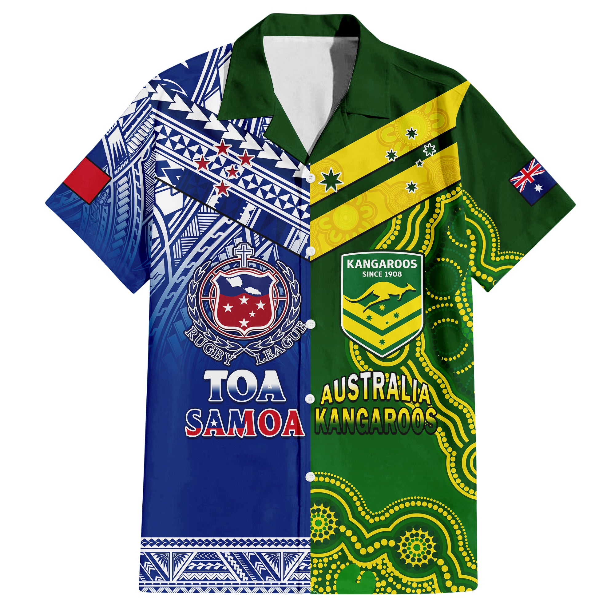 (Custom Personalised) Samoa Rugby and Australia Rugby Hawaiian Shirt Toa Samoa Mix Kangaroos Pacific - Vibe Hoodie Shop