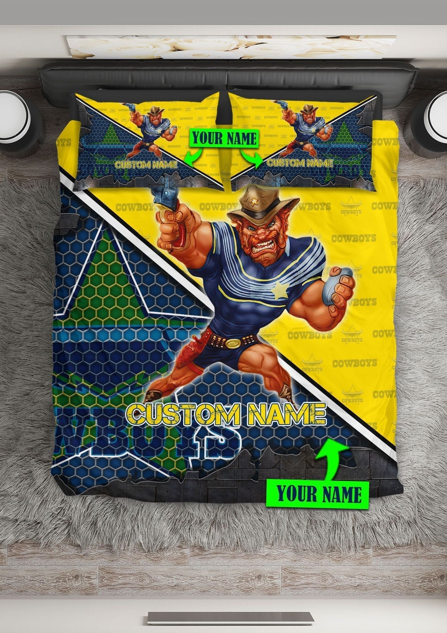 Personalized North Queensland Cowboys Edition Bedding Set - NRL Metal LT10 - Vibe Hoodie Shop