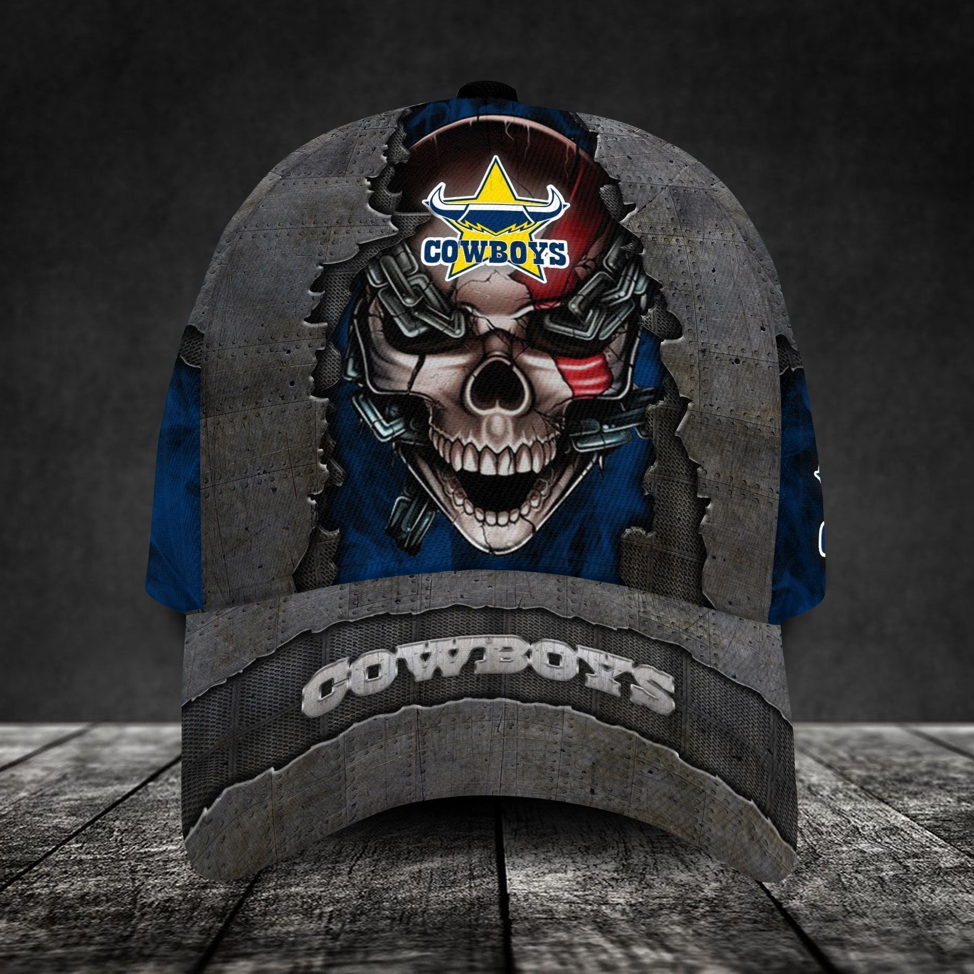 North Queensland Cowboys 3D Metal Skull Personalized Classic Cap 02 LT10 - Vibe Hoodie Shop