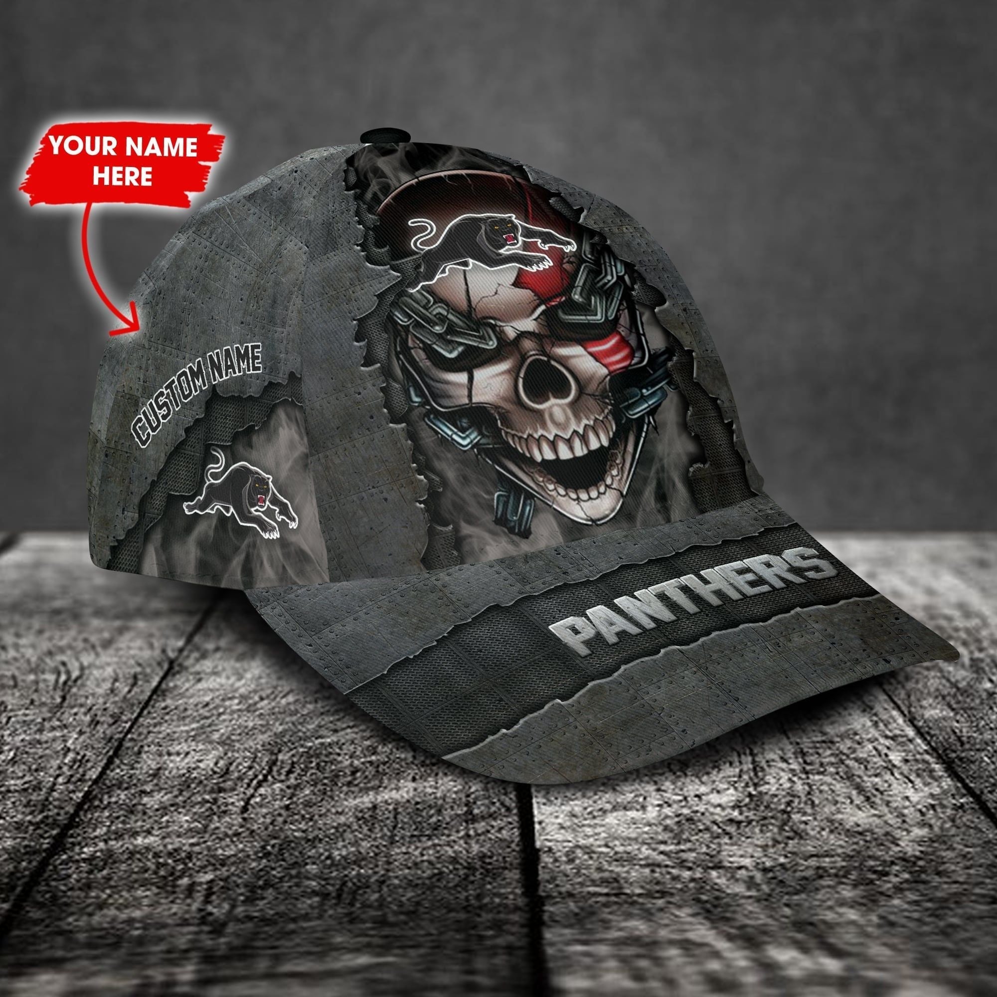 Penrith Panthers 3D Metal Skull Personalized Classic Cap 02 LT10 - Vibe Hoodie Shop