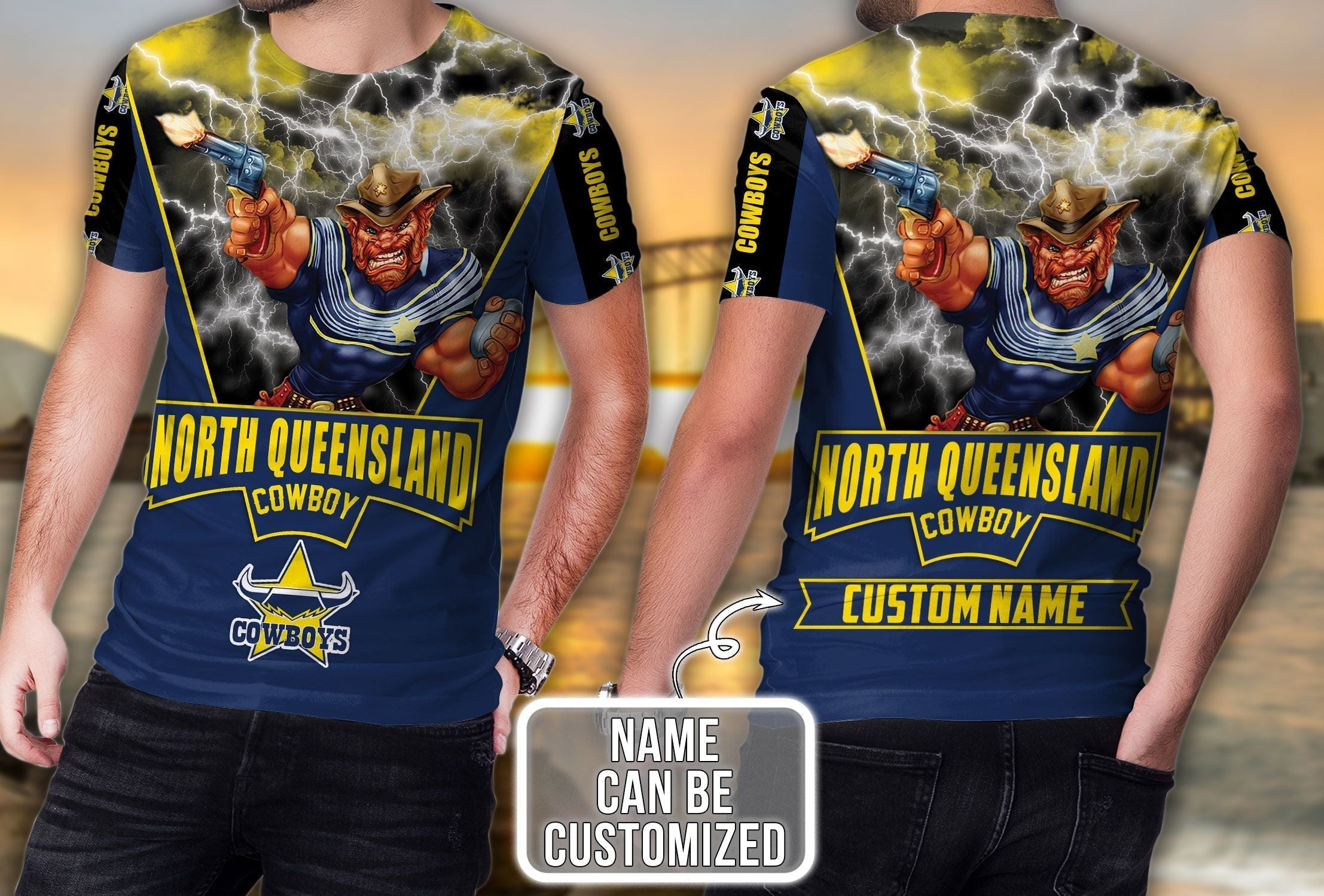 Personalized North Queensland Cowboys 3D Hoodie Nrl 3D Hoodie Mascot LT10 - Vibe Hoodie Shop