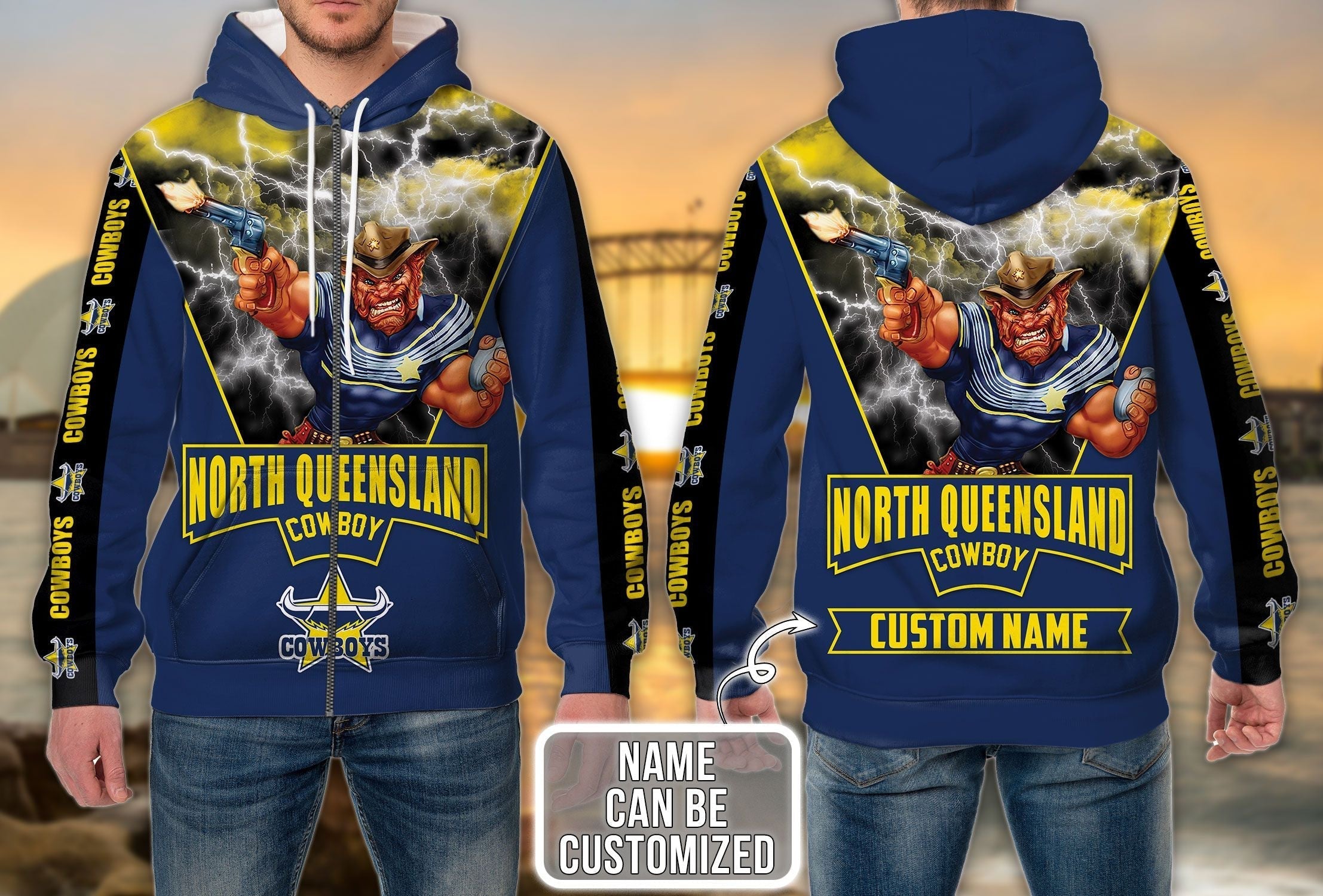 Personalized North Queensland Cowboys 3D Hoodie Nrl 3D Hoodie Mascot LT10 - Vibe Hoodie Shop