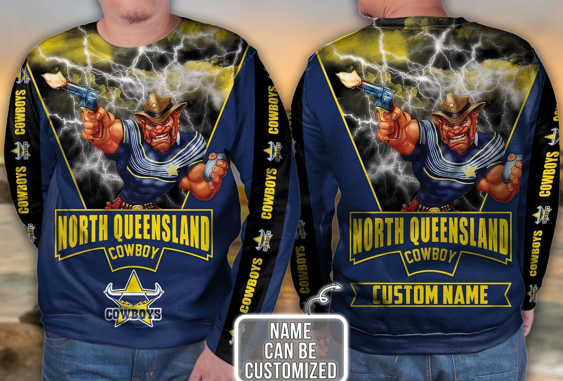 Personalized North Queensland Cowboys 3D Hoodie Nrl 3D Hoodie Mascot LT10 - Vibe Hoodie Shop