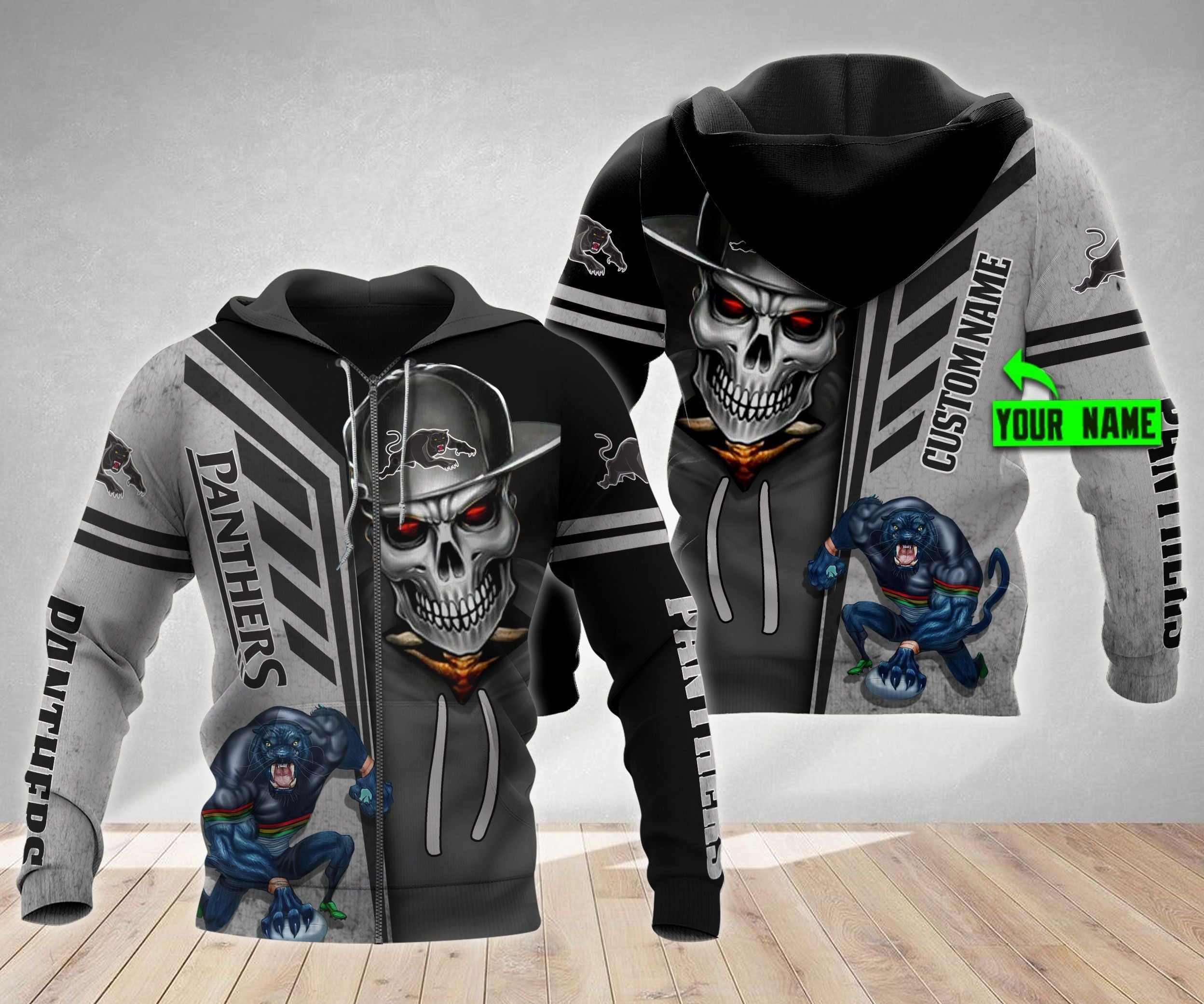Penrith Panthers NRL Skull Cap Personalized Custom 3d Hoodie LT10 - Vibe Hoodie Shop
