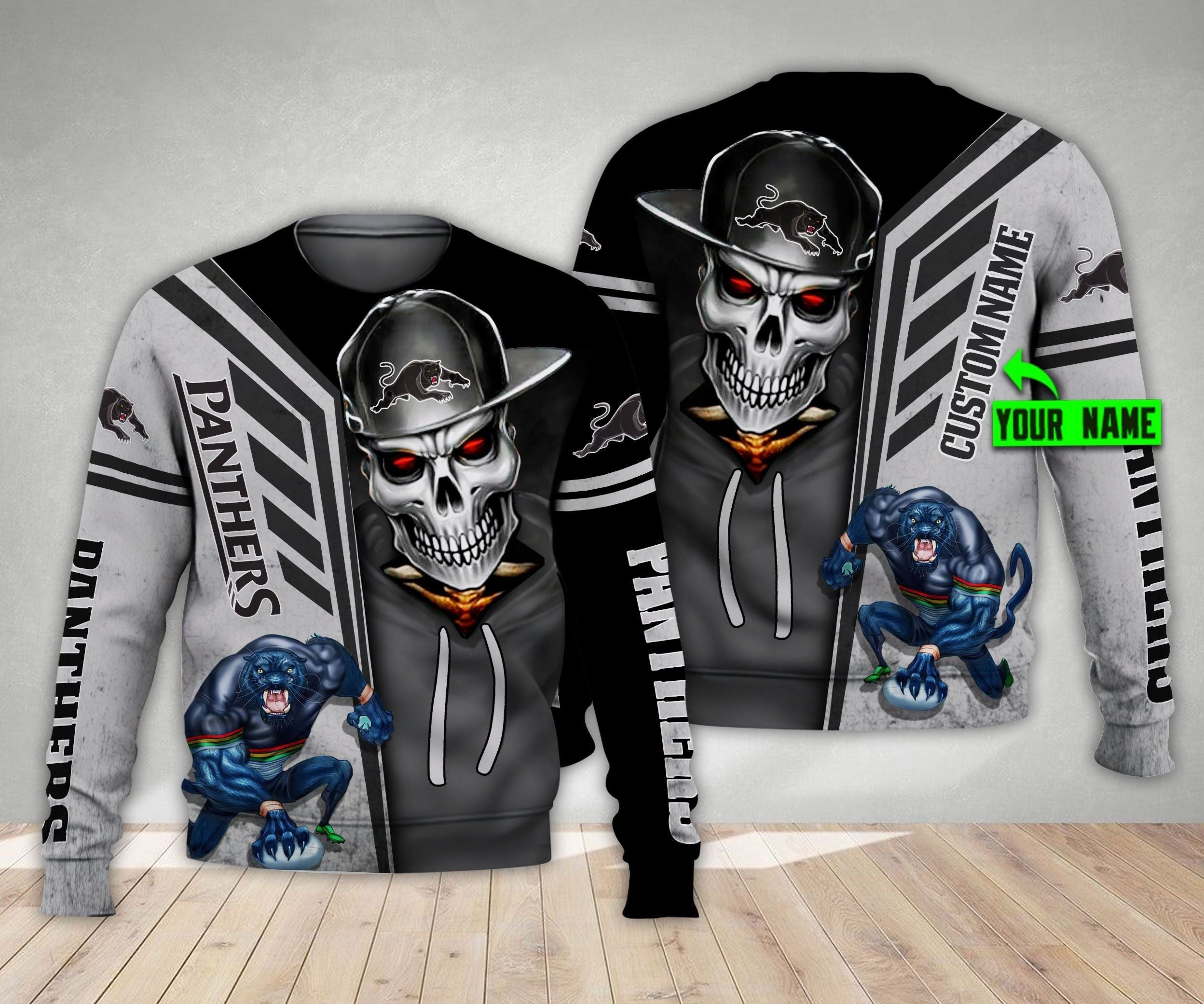 Penrith Panthers NRL Skull Cap Personalized Custom 3d Hoodie LT10 - Vibe Hoodie Shop