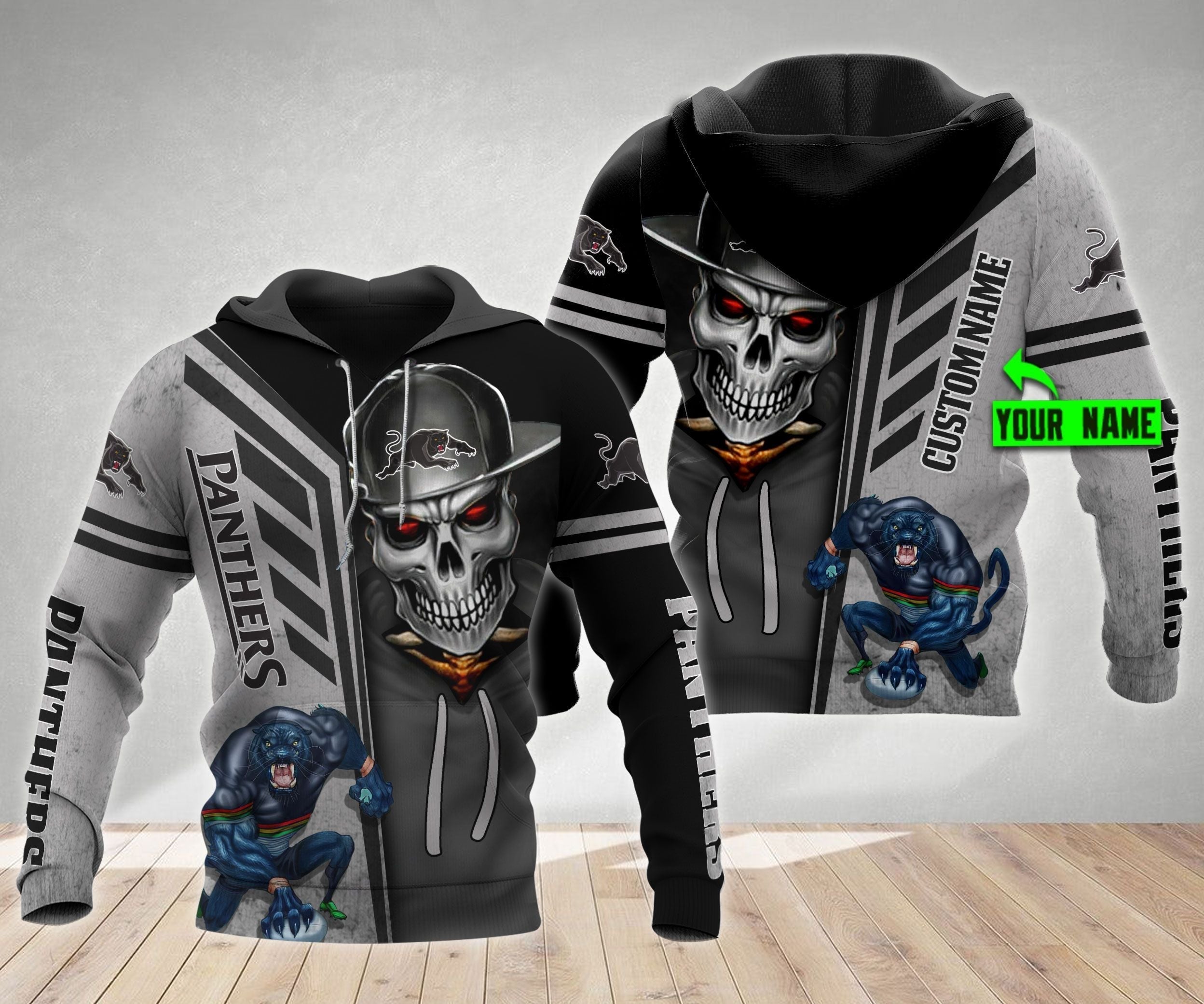 Penrith Panthers NRL Skull Cap Personalized Custom 3d Hoodie LT10 - Vibe Hoodie Shop