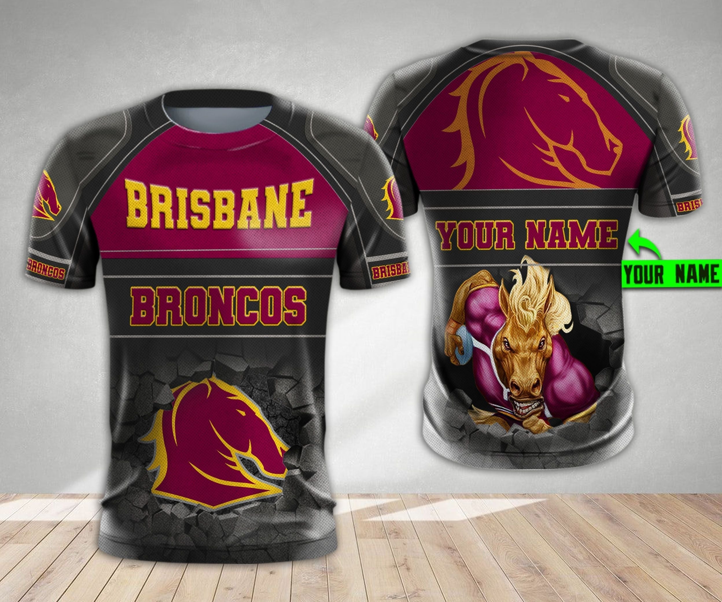 Personalized Brisbane Broncos 3D Hoodie Nrl 3D Hoodie Broken Wall LT10 - Vibe Hoodie Shop