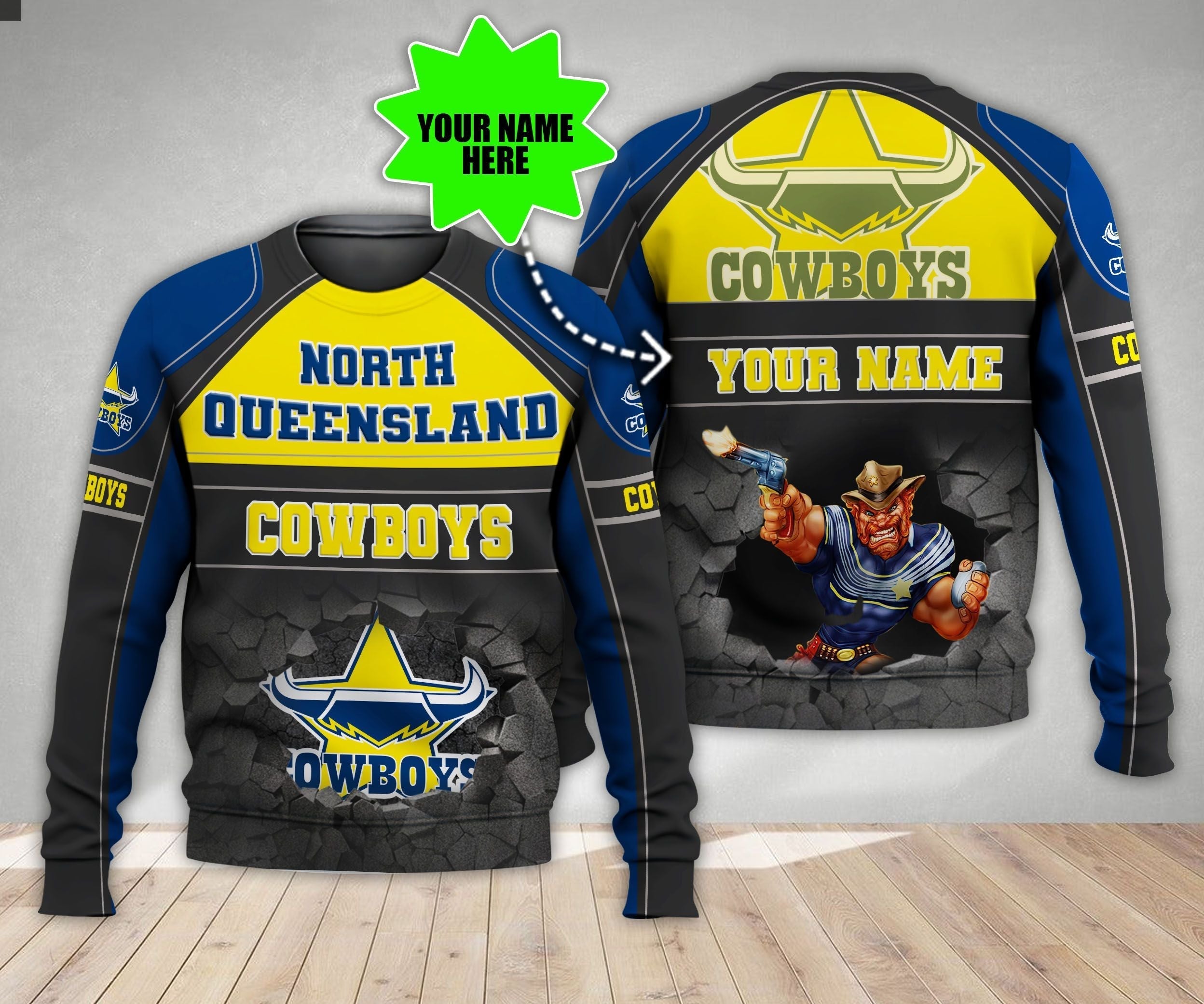 Personalized North Queensland Cowboys 3D Hoodie Nrl 3D Hoodie Broken Wall LT10 - Vibe Hoodie Shop