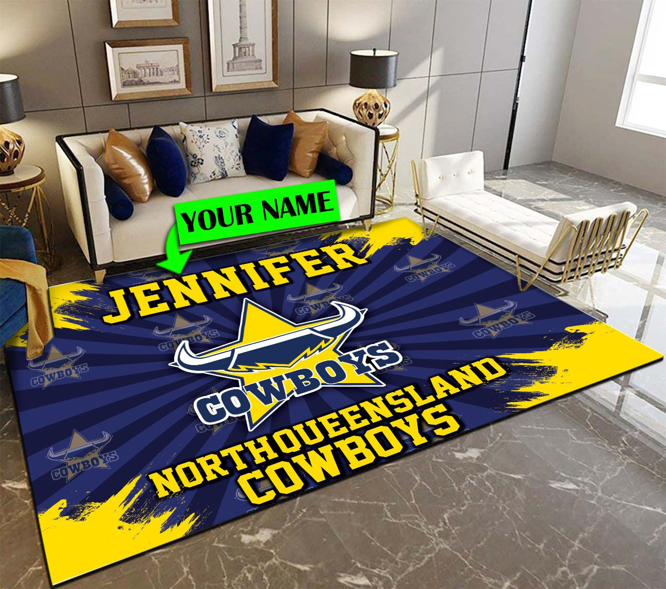 Personalized North Queensland Cowboys Rug Logo LT10 - Vibe Hoodie Shop