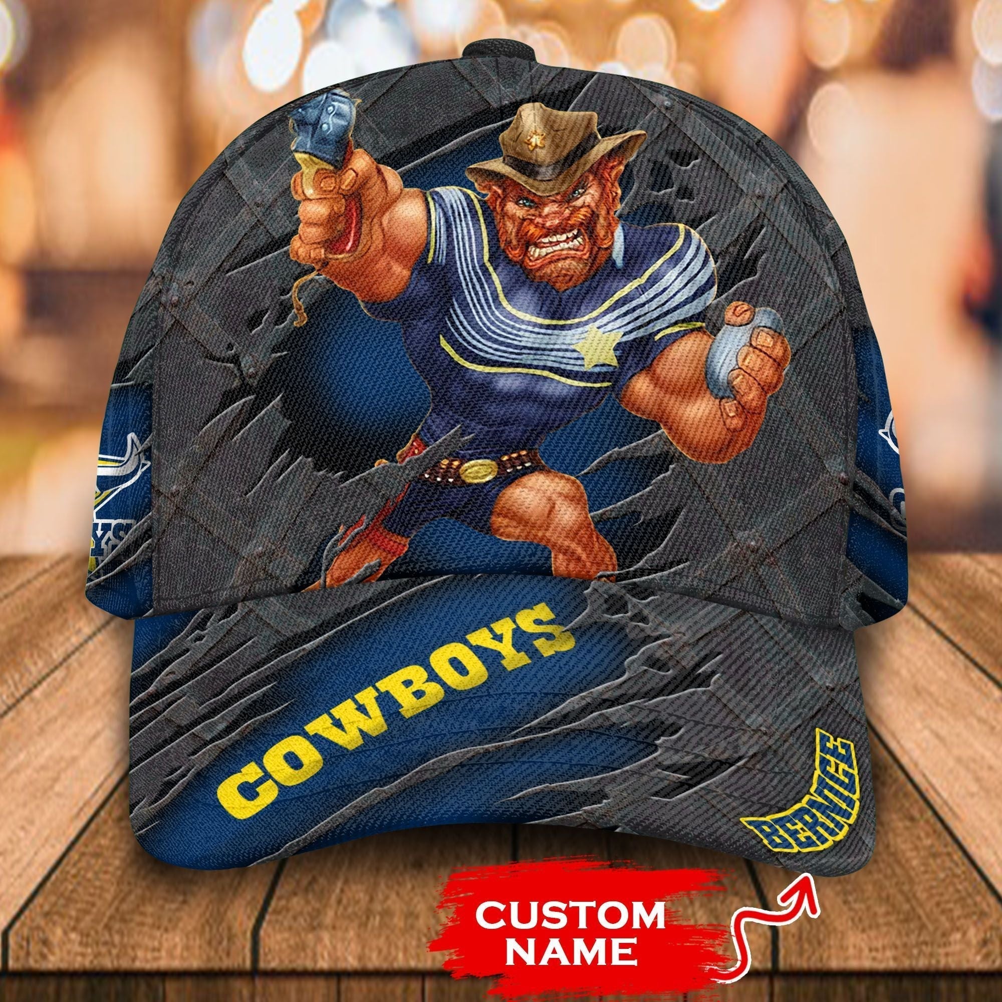 NRL North Queensland Cowboys 3D Mascost Classic Cap Custom name LT10 - Vibe Hoodie Shop