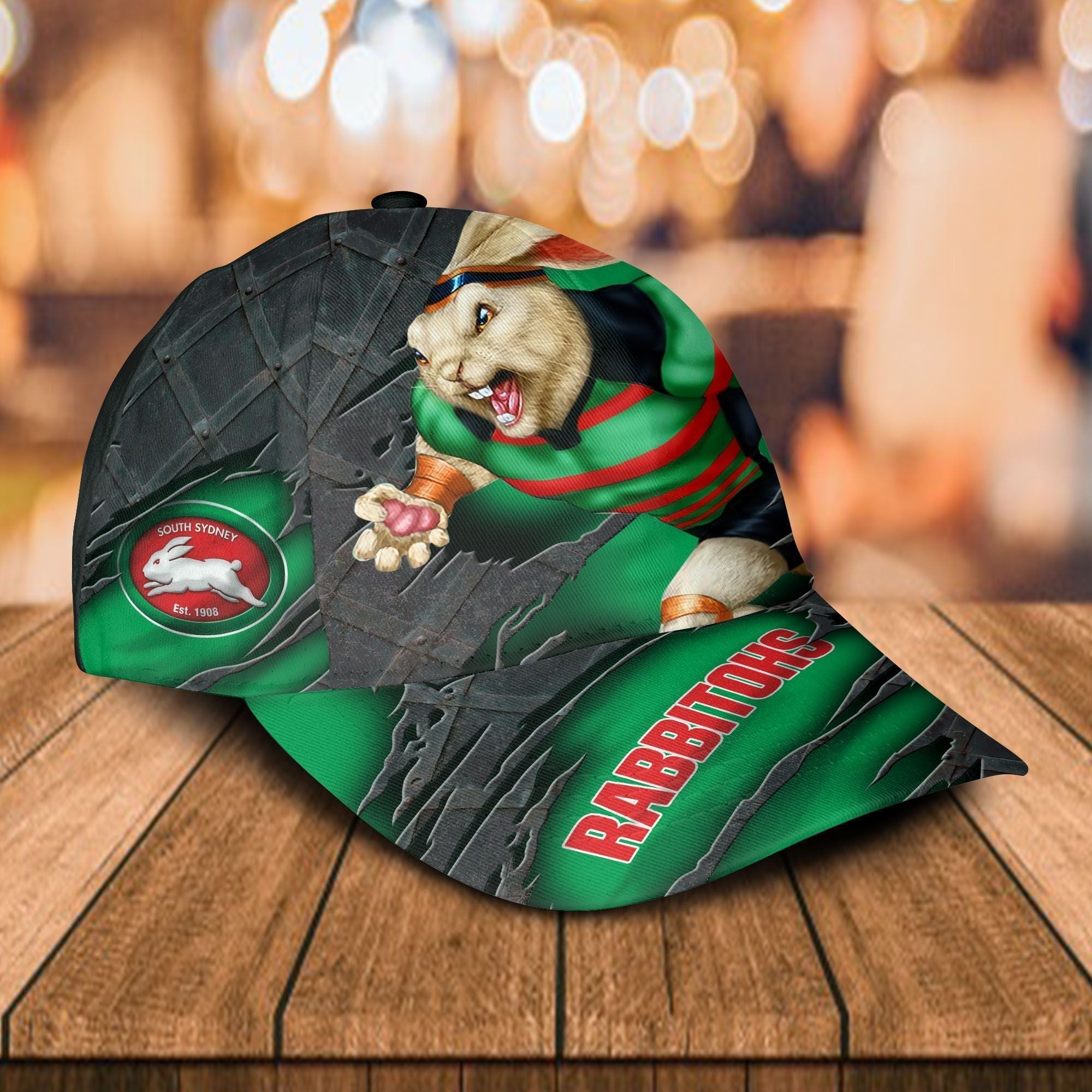 NRL South Sydney Rabbitohs 3D Mascost Classic Cap Custom name LT10 - Vibe Hoodie Shop