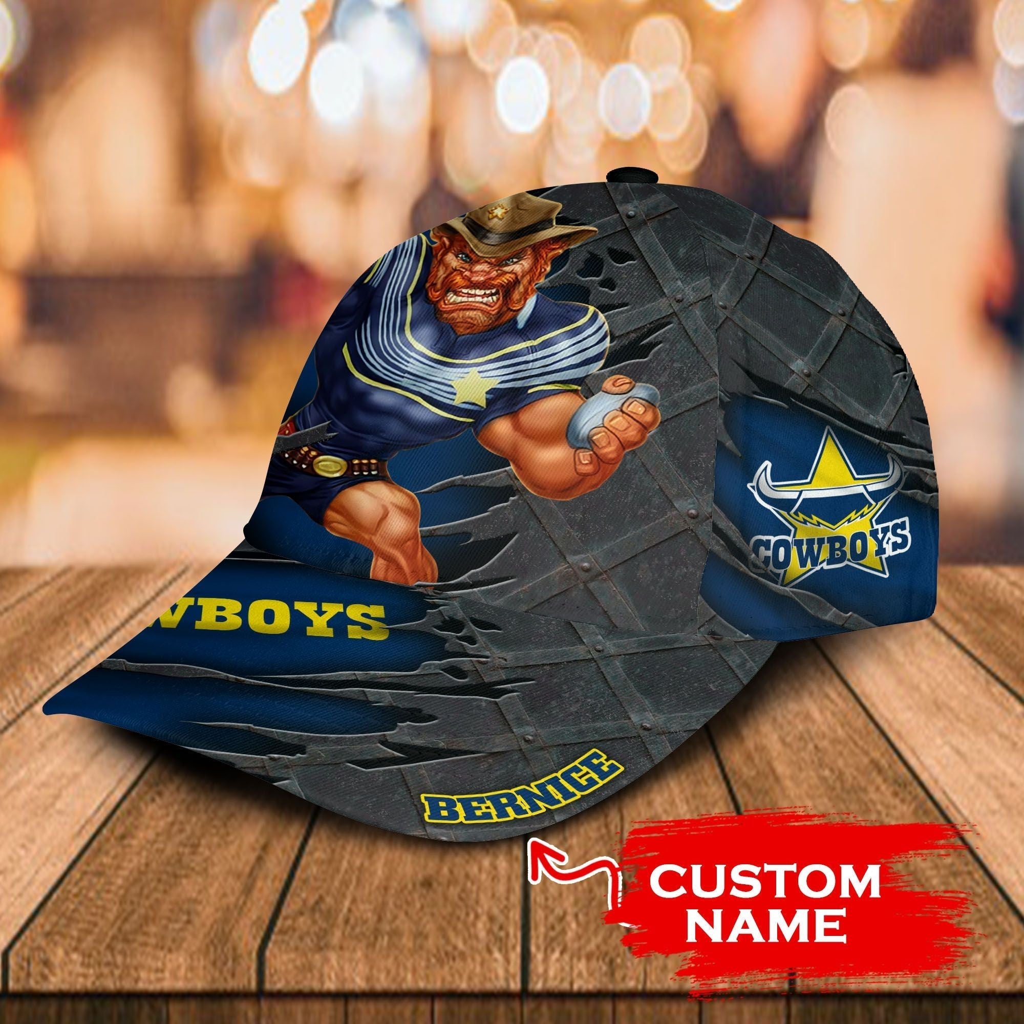 NRL North Queensland Cowboys 3D Mascost Classic Cap Custom name LT10 - Vibe Hoodie Shop