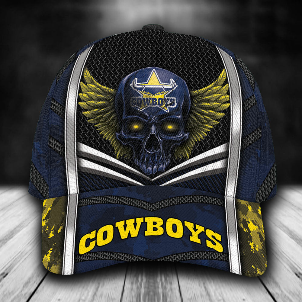 NRL North Queensland Cowboys Skull Classic Cap Custom Name LT10 - Vibe Hoodie Shop