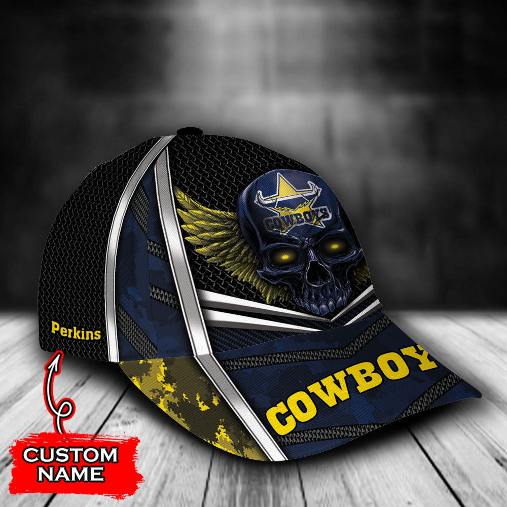 NRL North Queensland Cowboys Skull Classic Cap Custom Name LT10 - Vibe Hoodie Shop