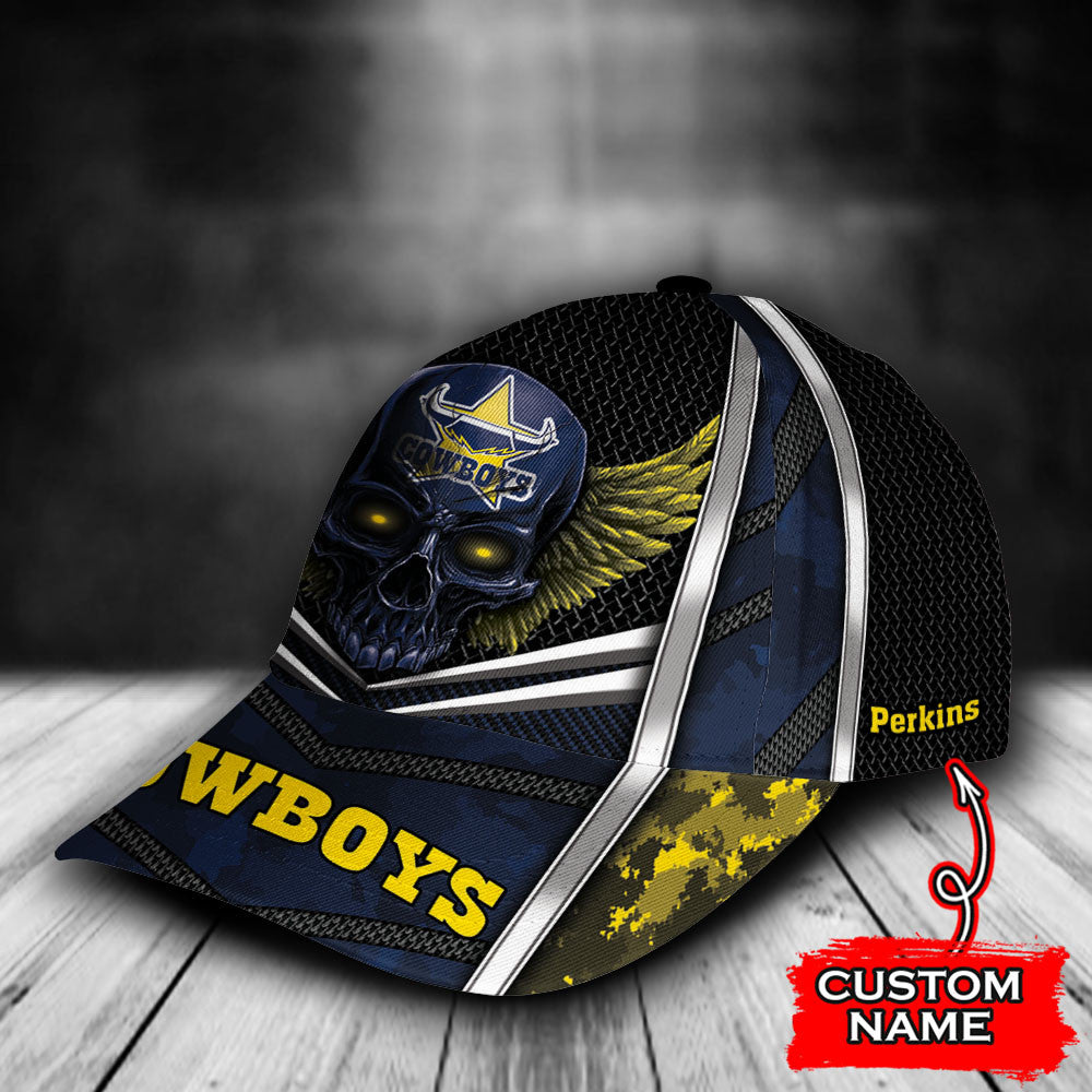 NRL North Queensland Cowboys Skull Classic Cap Custom Name LT10 - Vibe Hoodie Shop