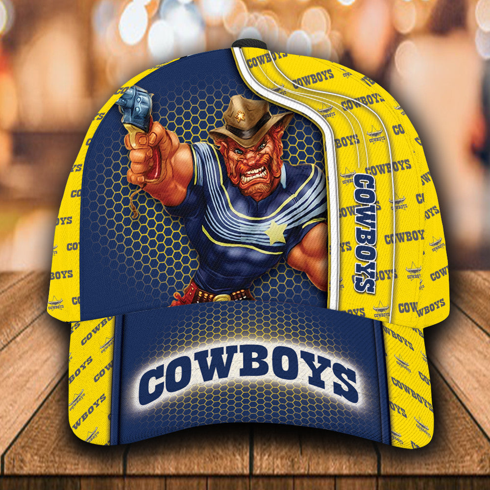 NRL North Queensland Cowboys 3d mascost classic Cap Custom Name LT10 - Vibe Hoodie Shop