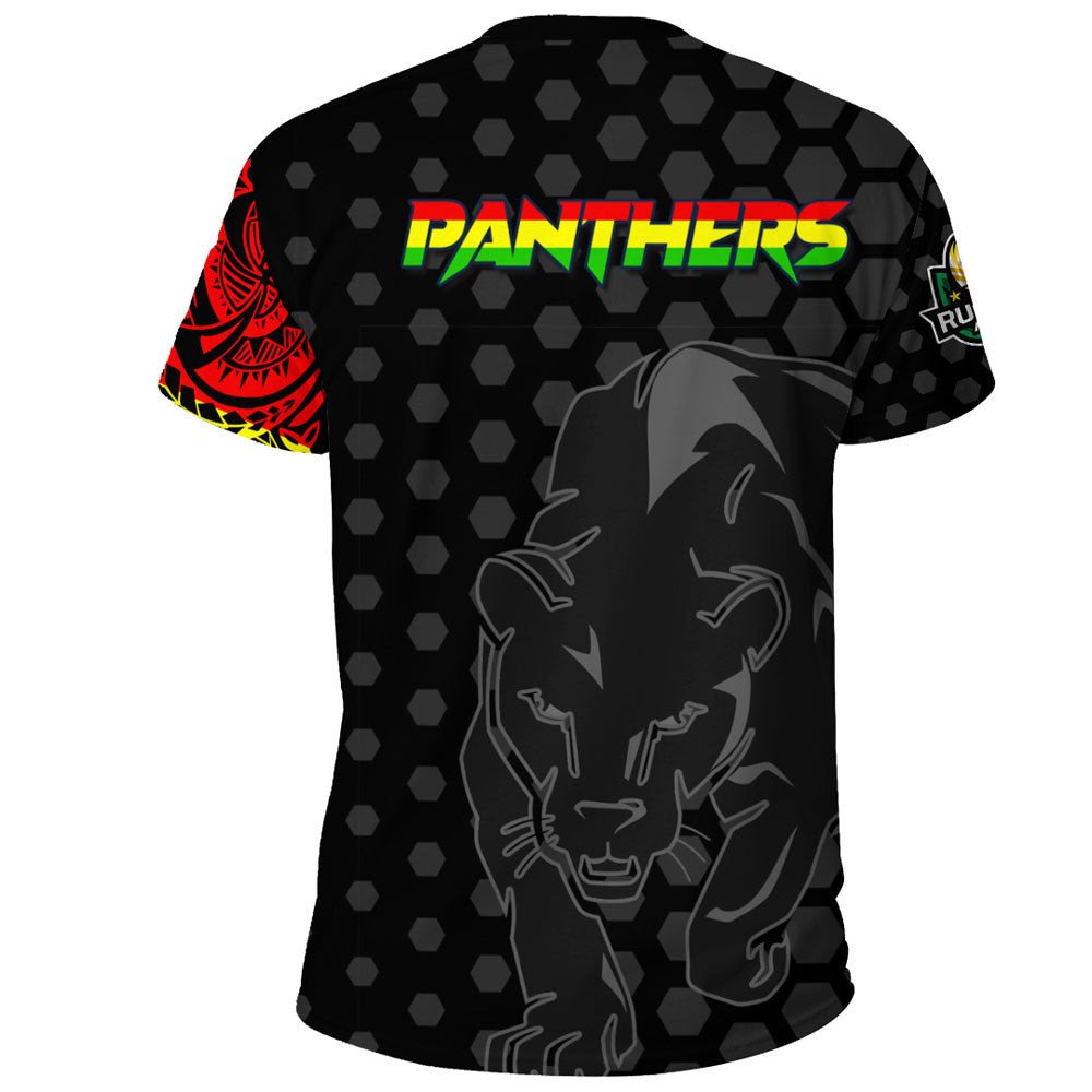 Vibe Hoodie Clothing - Penrith Panthers Polynesian Tattoo Style T Shirt - Vibe Hoodie Shop