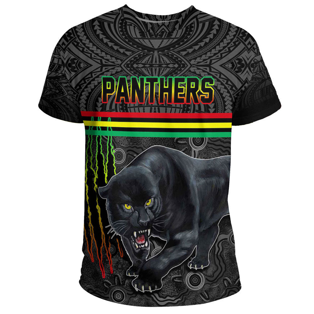 Vibe Hoodie Clothing - Penrith Panthers Aboriginal Tattoo Style T Shirt - Vibe Hoodie Shop