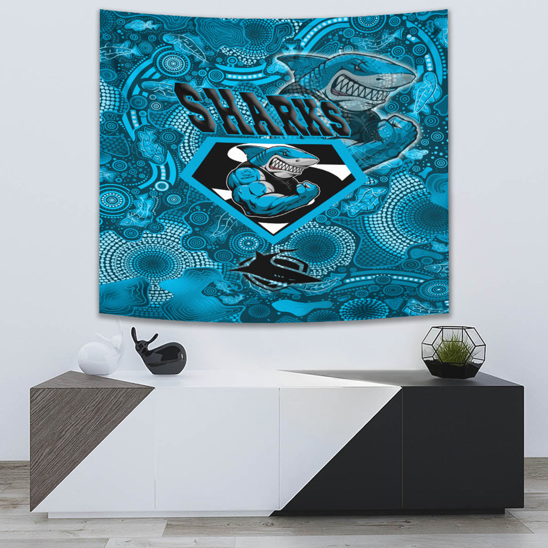 Vibe Hoodie Tapestry - Cronulla - Sutherland Sharks Superman Tapestry - Vibe Hoodie Shop