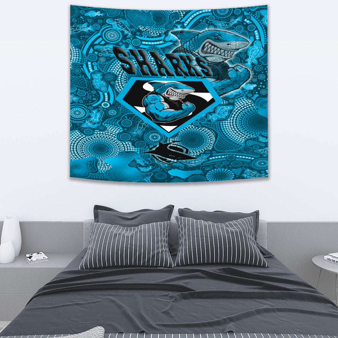 Vibe Hoodie Tapestry - Cronulla - Sutherland Sharks Superman Tapestry - Vibe Hoodie Shop