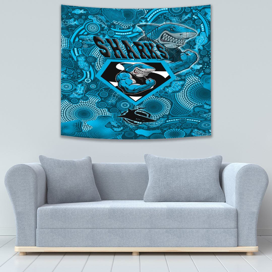 Vibe Hoodie Tapestry - Cronulla - Sutherland Sharks Superman Tapestry - Vibe Hoodie Shop